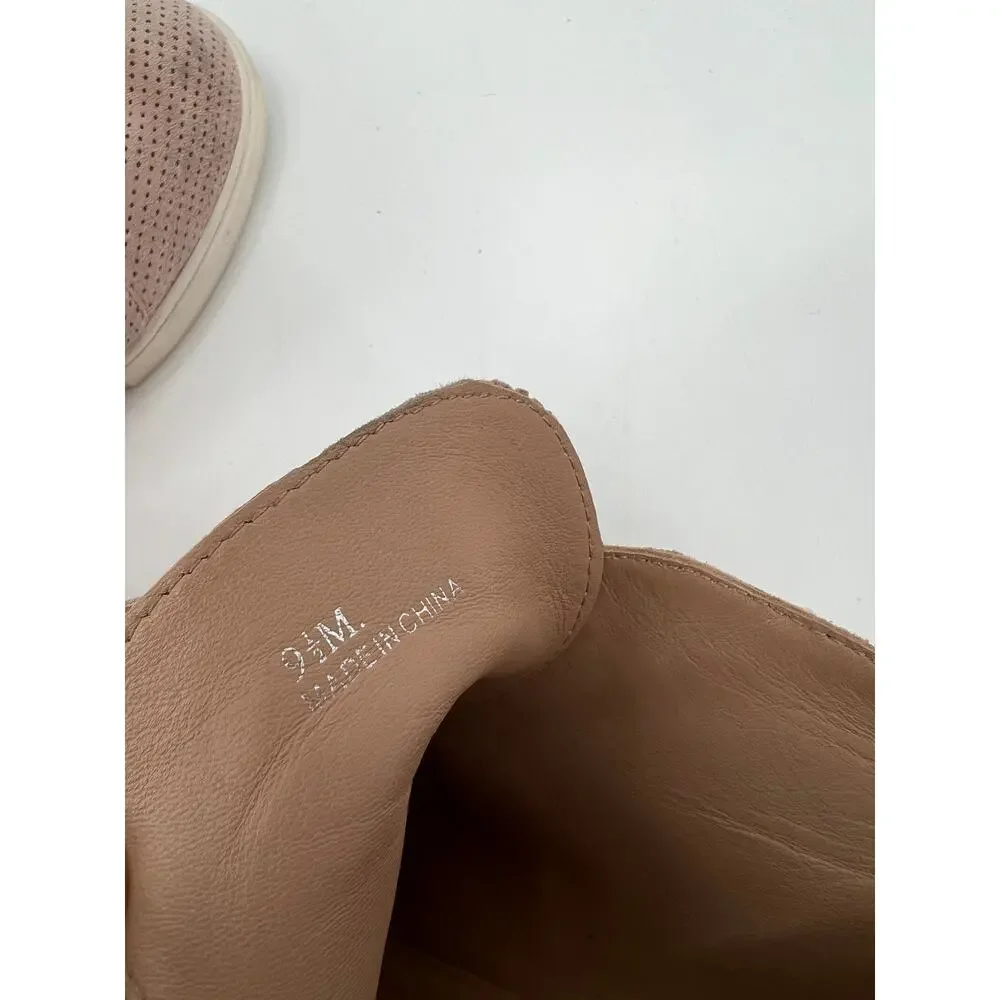 Linea Paolo Perforated Suede Wedge Sneaker Booties Blush Taupe Size 9.5M